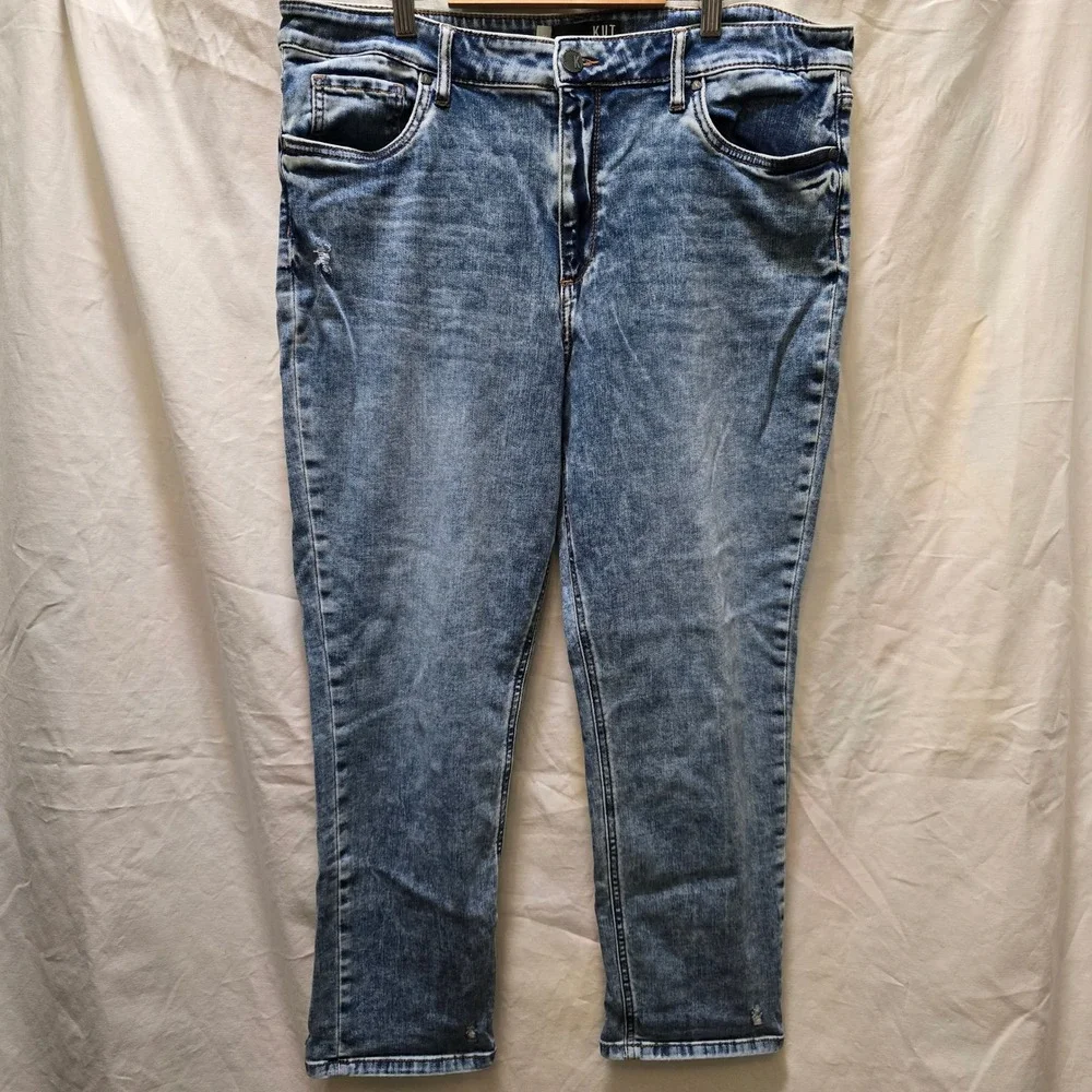 KUT from the Kloth Naomi Girlfriend Ankle Jeans‎ Distressed Denim Size 16